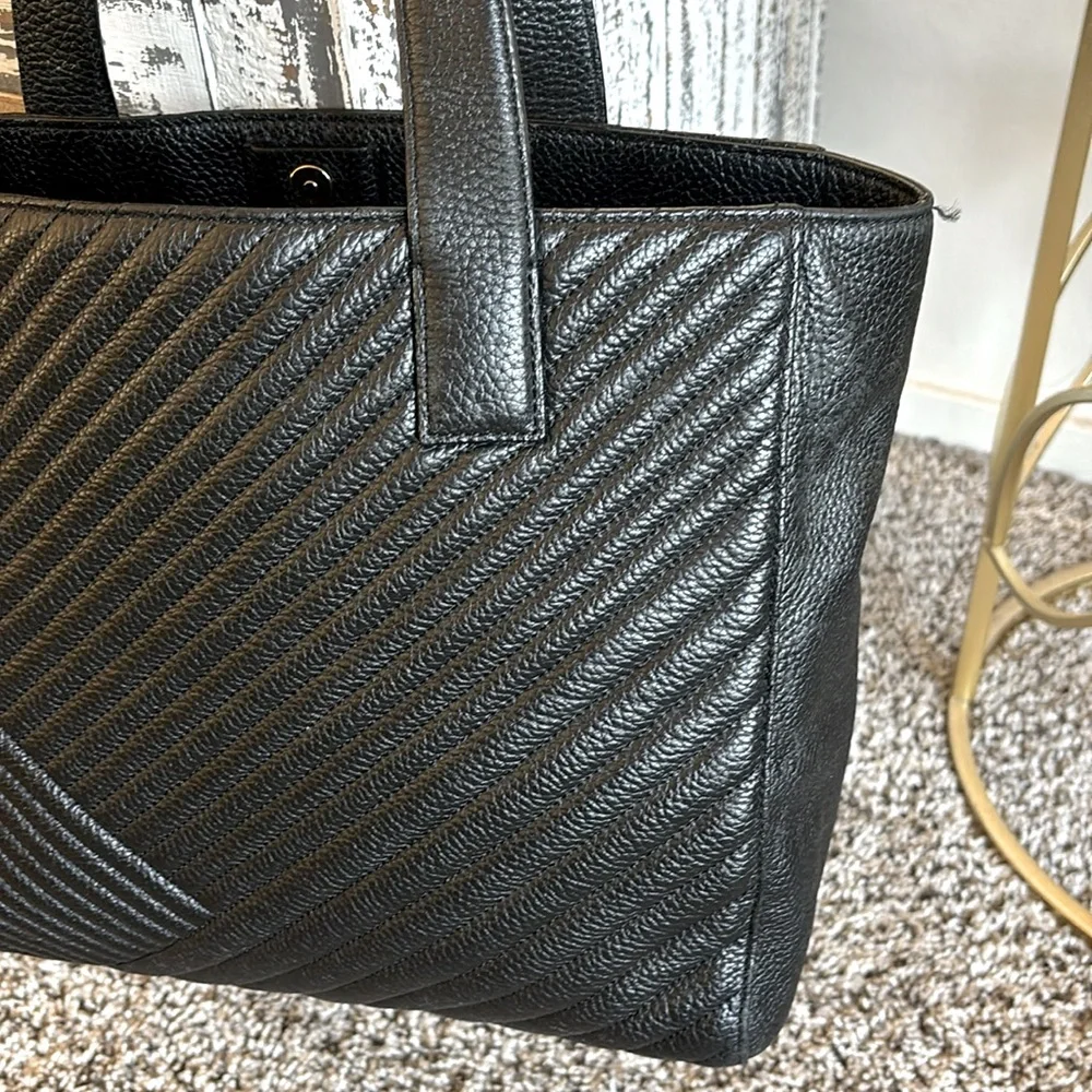 14th & Union Muse‎ Leather Quilted Tote Bag in Black